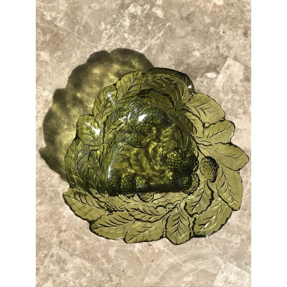 Vintage Dark Green Logenberry Indiana Glass Candy Dish - Picture 3 of 4